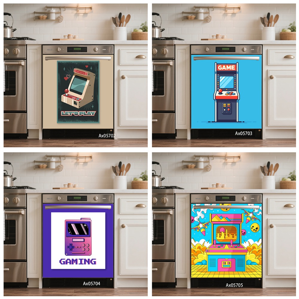 Gaming Console Cabinet - Naklejka na drzwi zmywarki w stylu