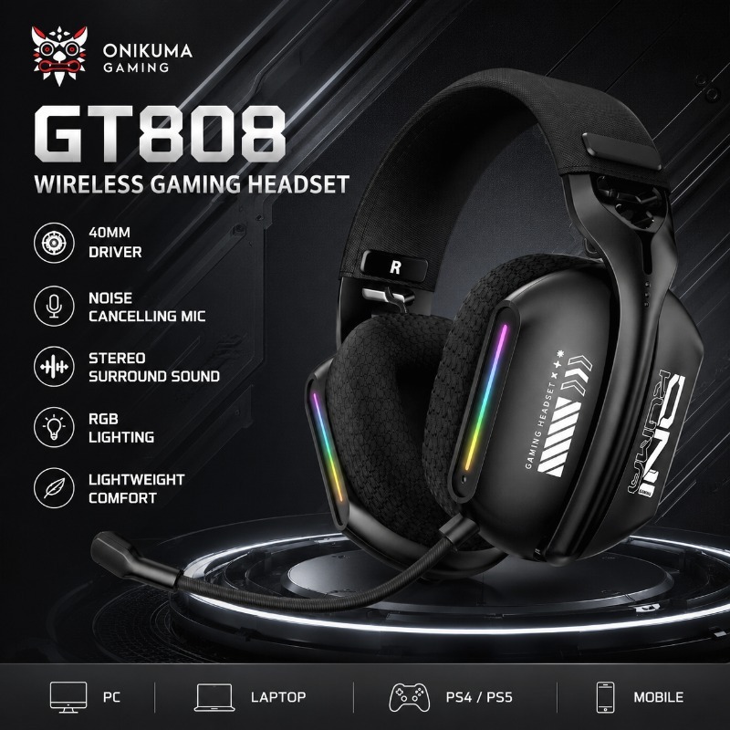 Gaming Console Apple - ONIKUMA GT808 Bezprzewodowy zestaw słuchawkowy do