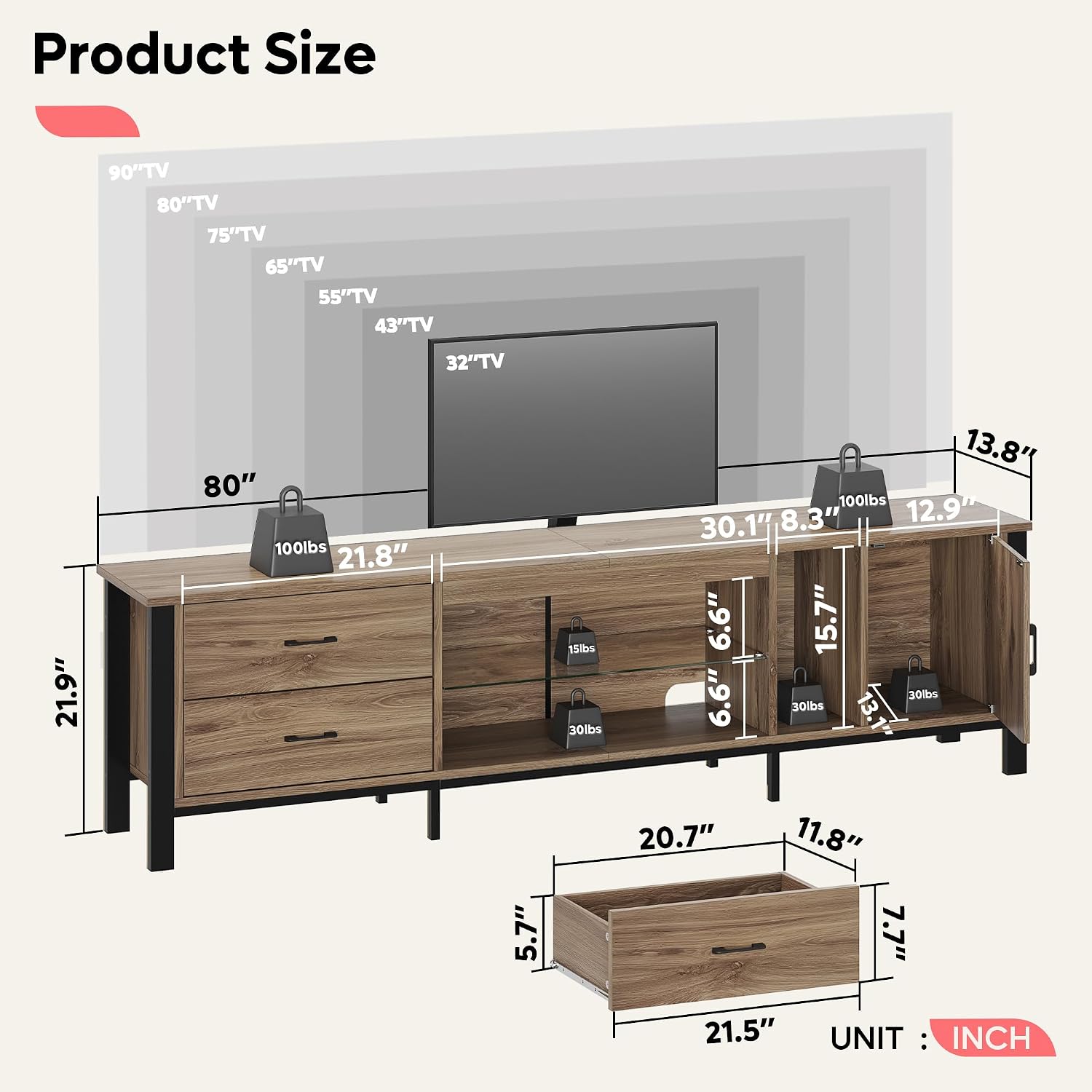 Gaming Console Cabinet - Stojak pod telewizor 75/85 cali, centrum